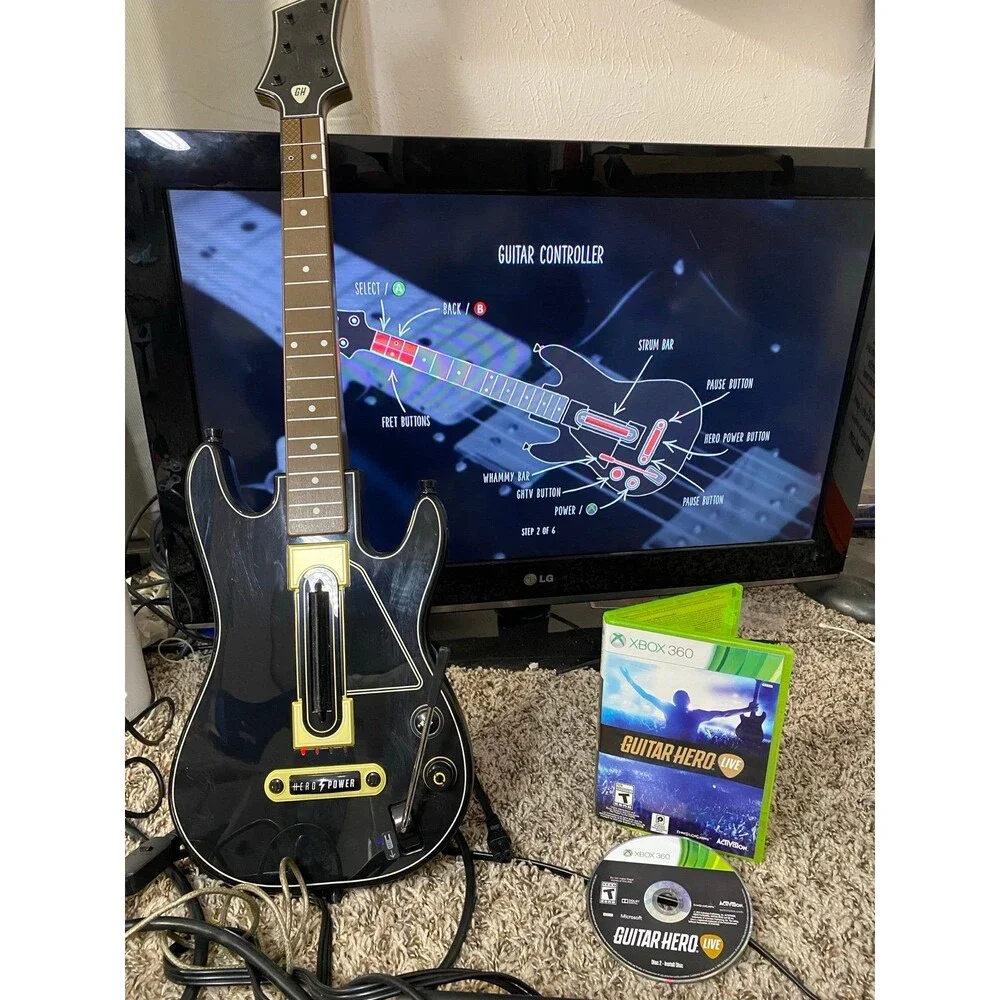 Guitar Hero Live BUNDLE (Xbox 360) Game & Guitar w/Dongle tested authentic
